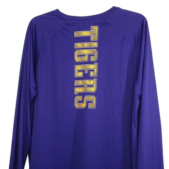 Champion LSU Tigers Long Sleeve Shirt Athletic Top Men Size L Purple Polyester - Picture 4 of 11